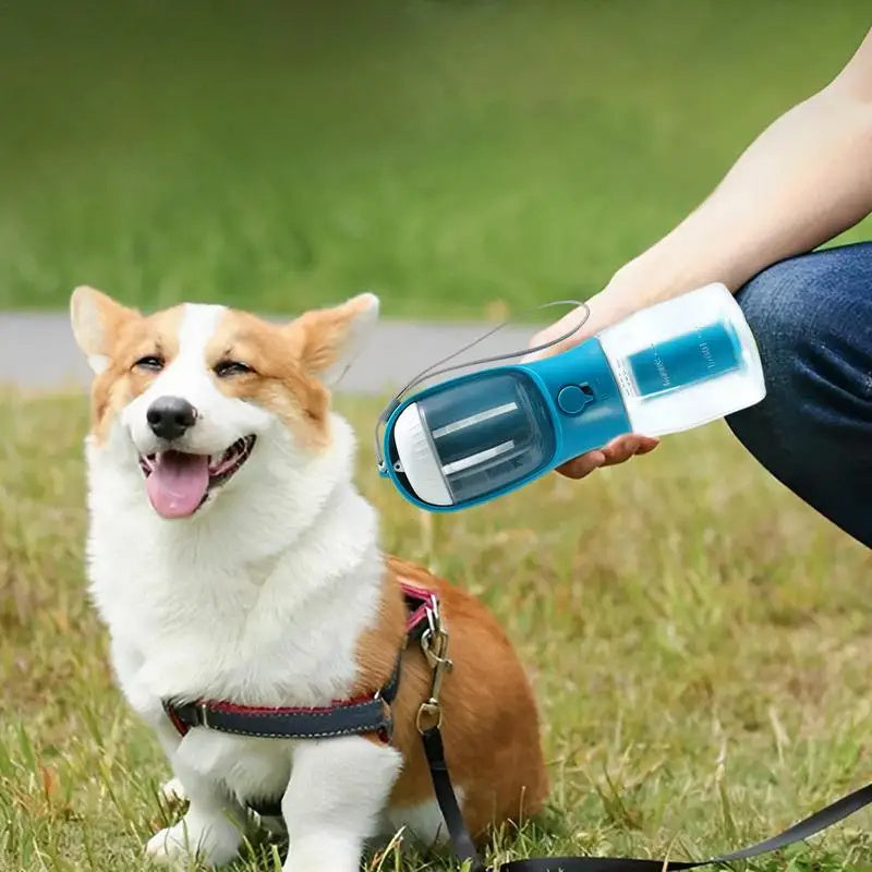 3-in-1 Dog Water Bottle with Food & Waste Bag Holder - PetLuxe Essentials