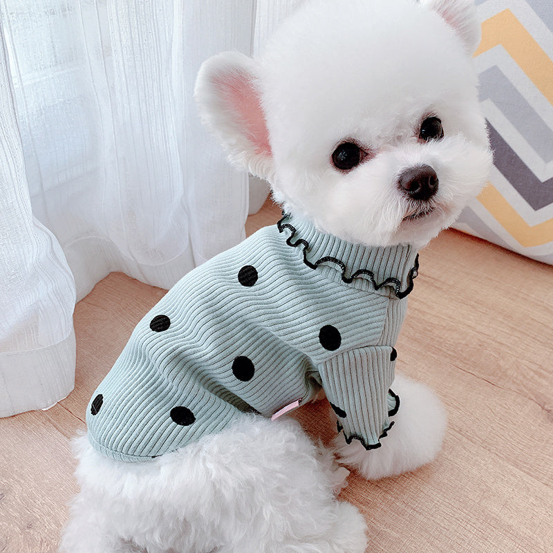 Cozy Polka Dot Turtleneck Shirt for Dogs - PetLuxe Essentials