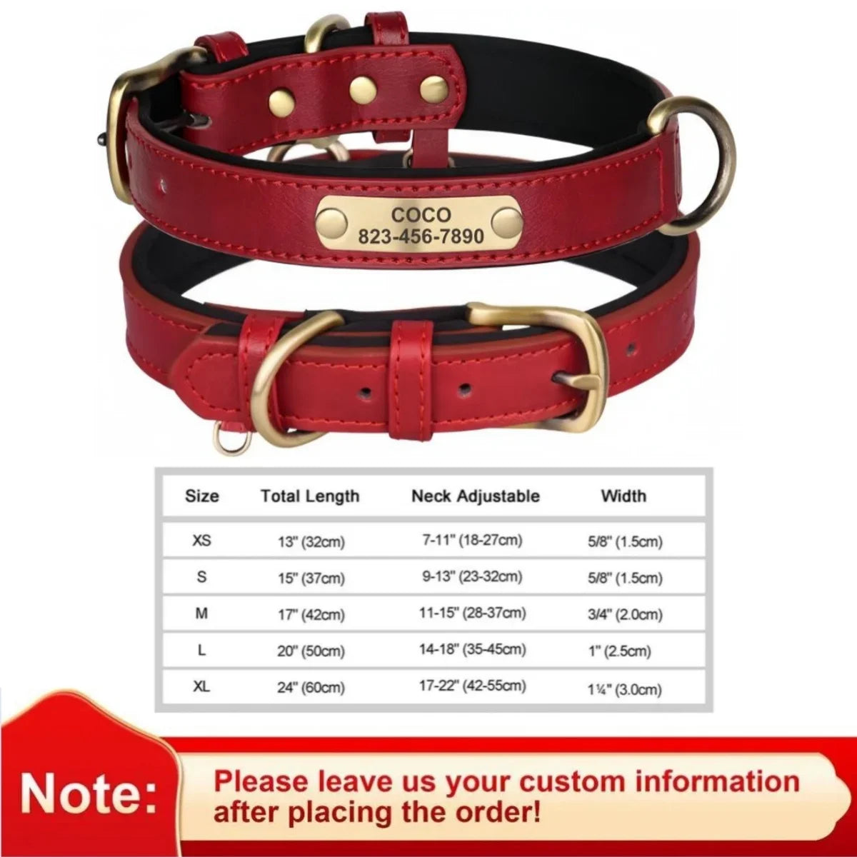 Custom Leather Dog Collar with Engraved ID Tag - PetLuxe Essentials