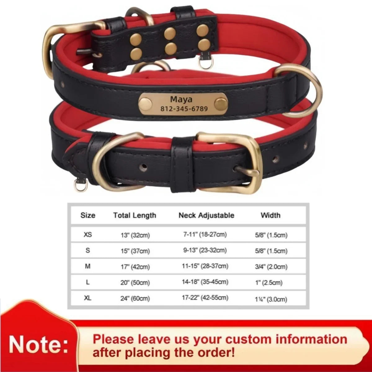 Custom Leather Dog Collar with Engraved ID Tag - PetLuxe Essentials