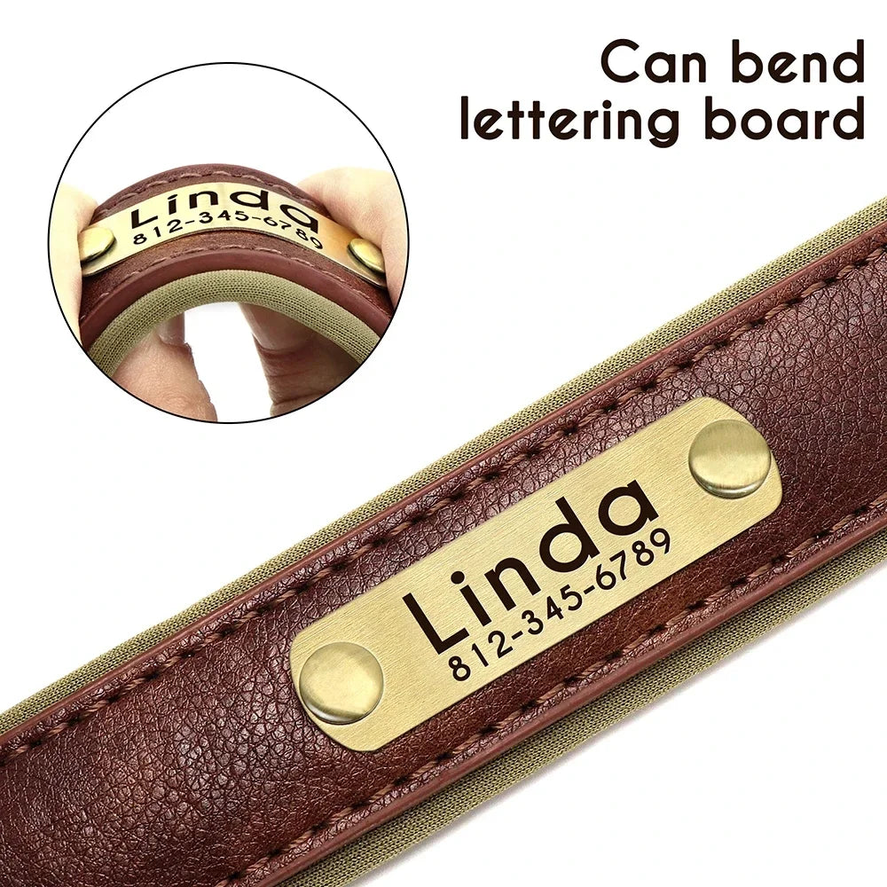 Custom Leather Dog Collar with Engraved ID Tag - PetLuxe Essentials
