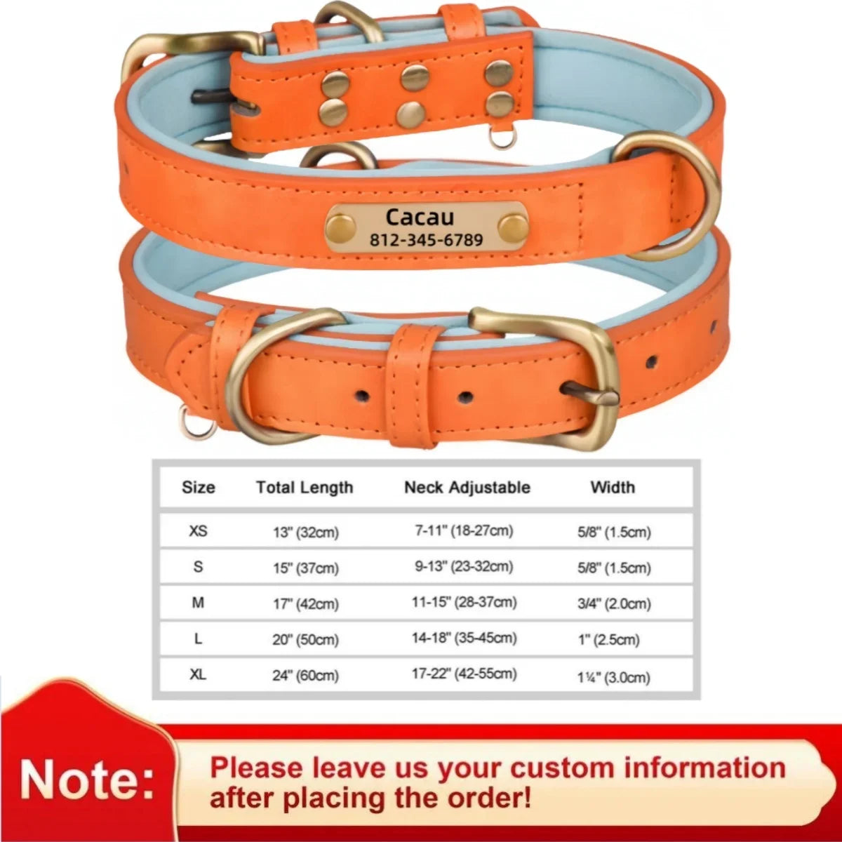 Custom Leather Dog Collar with Engraved ID Tag - PetLuxe Essentials