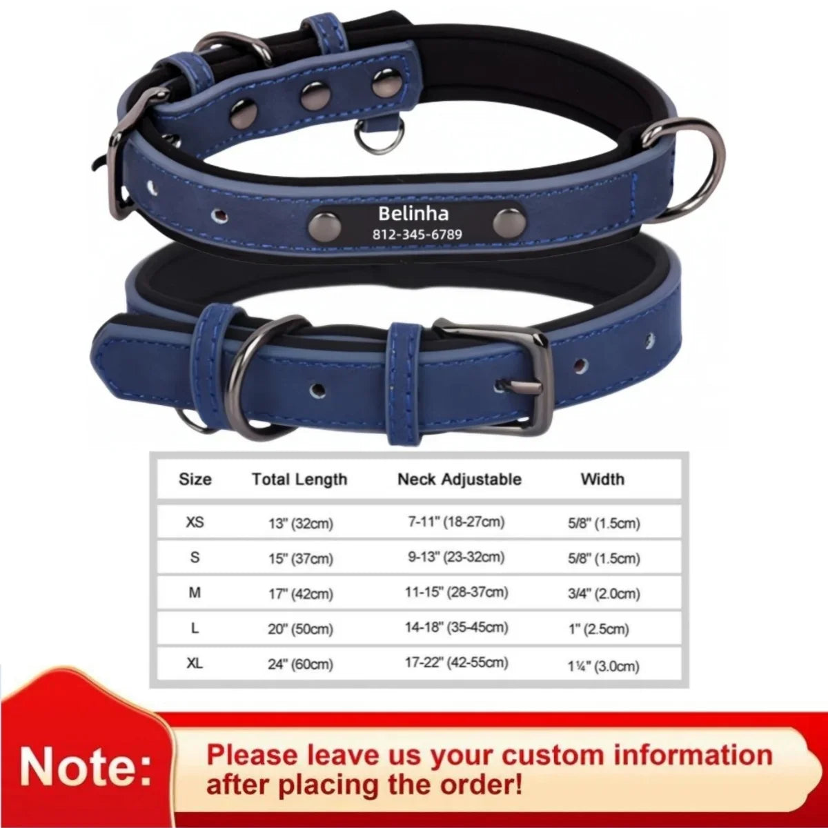Custom Leather Dog Collar with Engraved ID Tag - PetLuxe Essentials