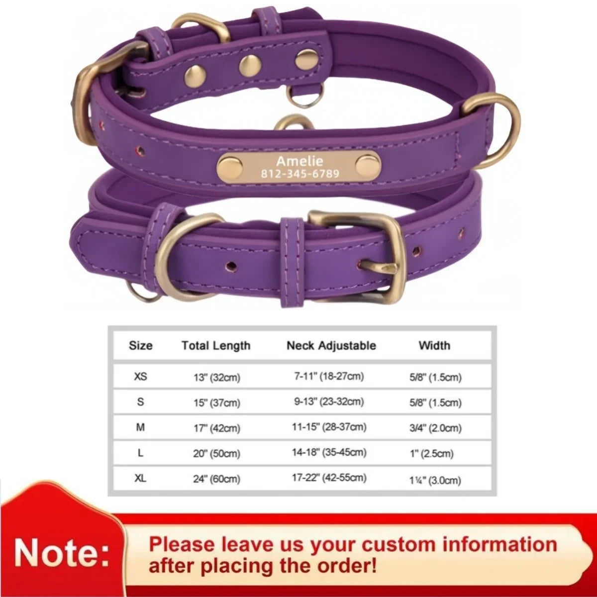 Custom Leather Dog Collar with Engraved ID Tag - PetLuxe Essentials