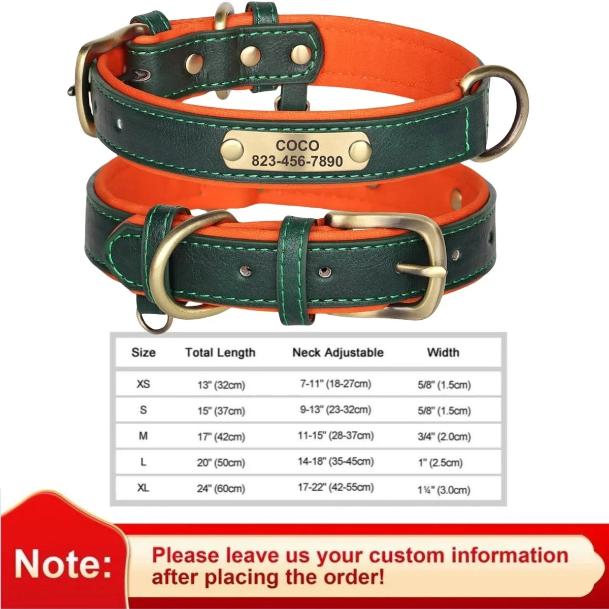 Custom Leather Dog Collar with Engraved ID Tag - PetLuxe Essentials