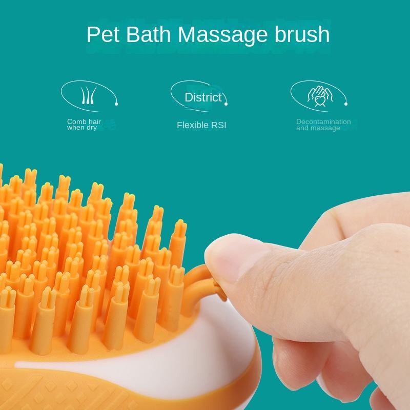 2-in-1 Pet Bath Brush with Soft Silicone Bristles - PetLuxe Essentials 