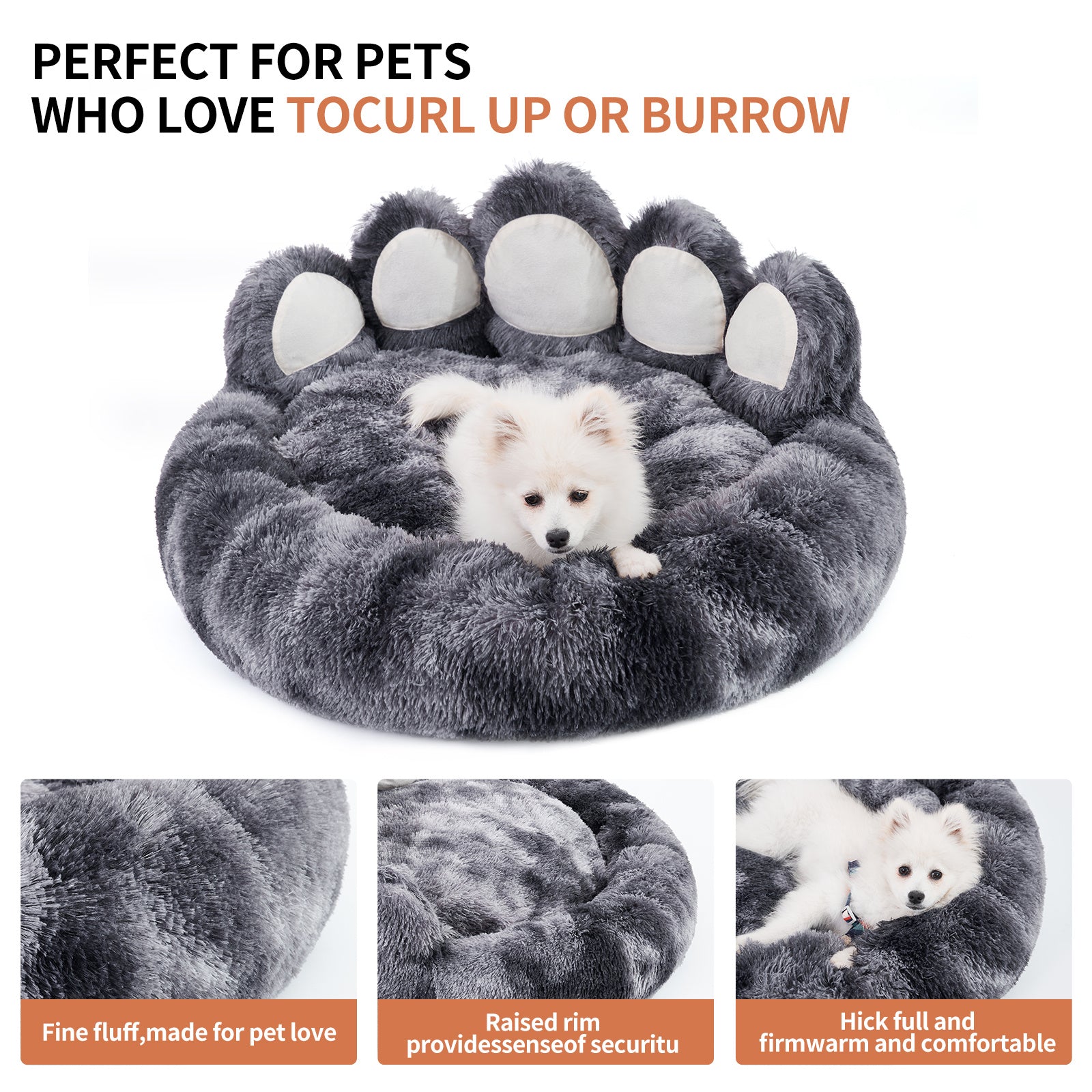 Cozy Bear Paw Bed for Small & Medium Dogs - PetLuxe Essentials 