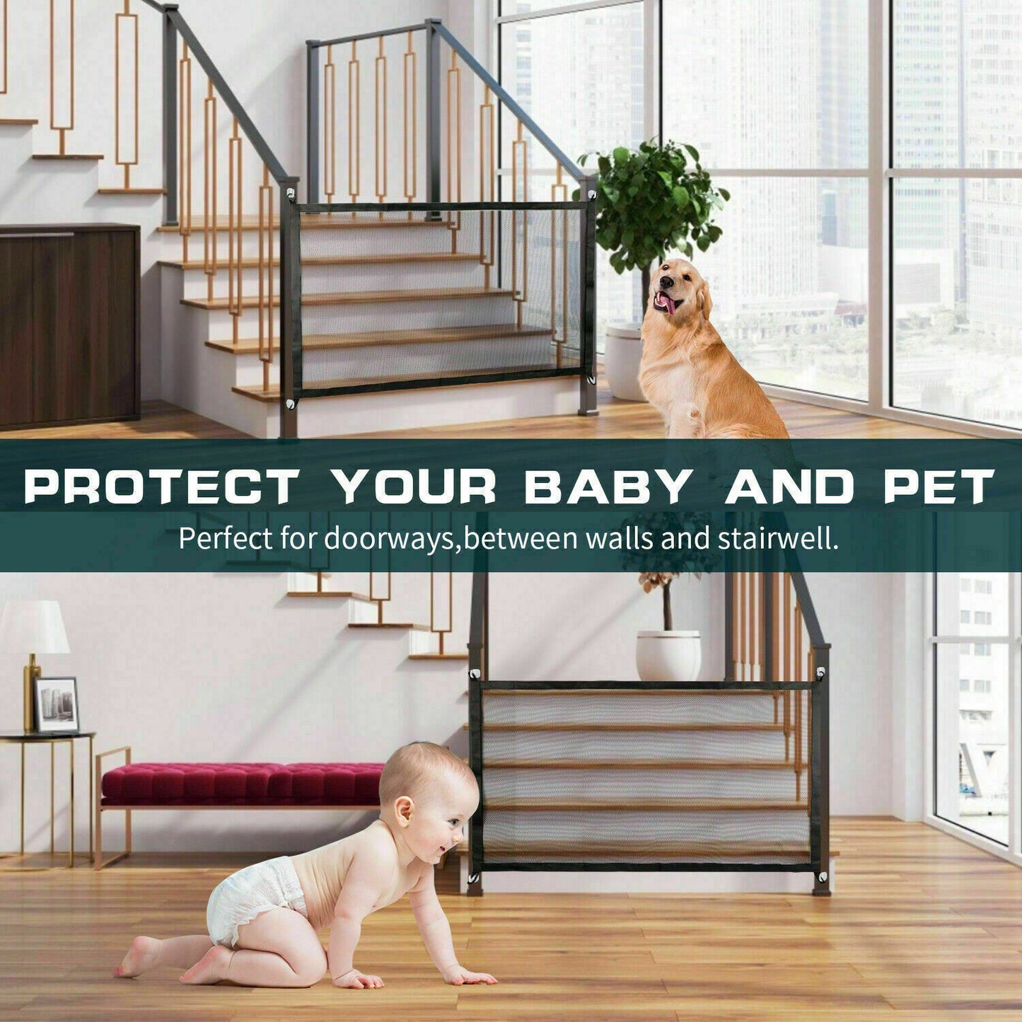 Portable Mesh Safety Gate for Pets & Babies