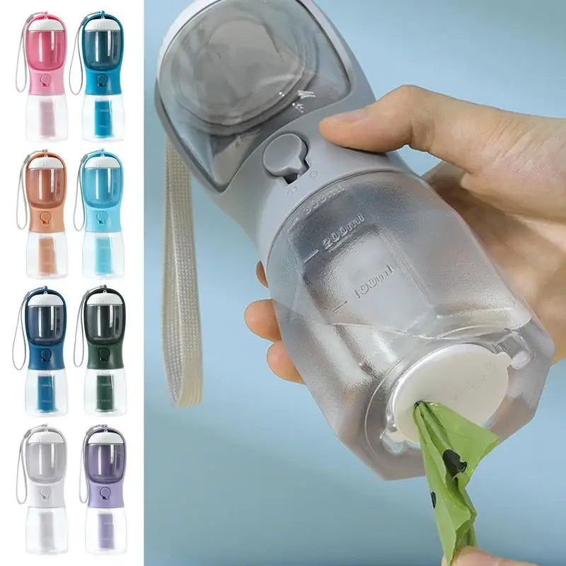 3-in-1 Dog Water Bottle with Food & Waste Bag Holder - PetLuxe Essentials 