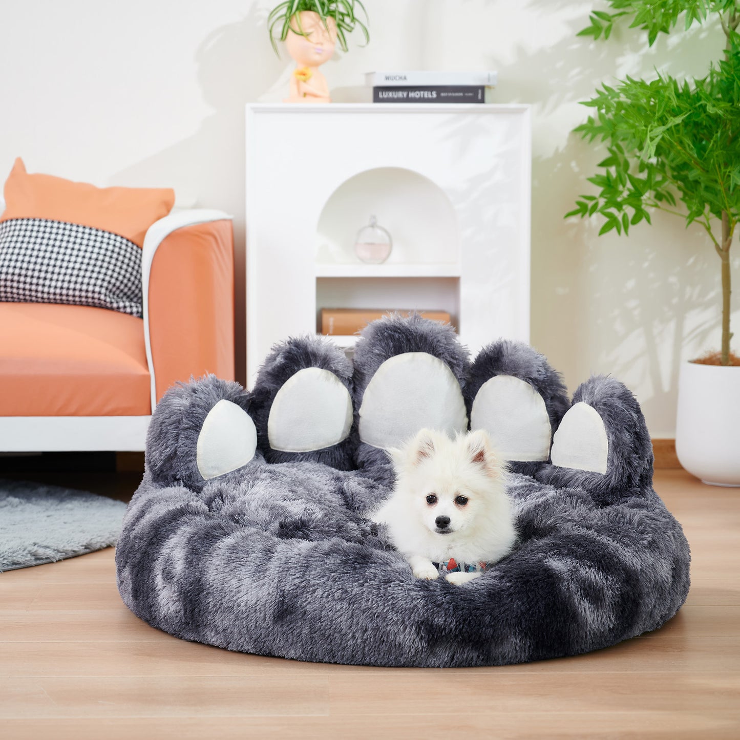 Cozy Bear Paw Bed for Small & Medium Dogs - PetLuxe Essentials 
