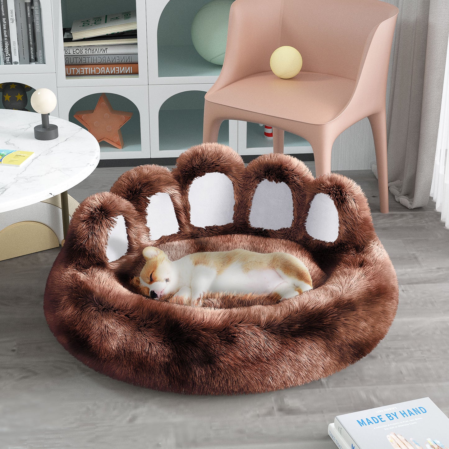 Cozy Bear Paw Bed for Small & Medium Dogs - PetLuxe Essentials 
