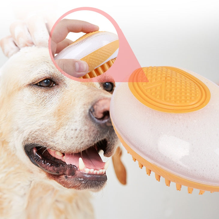2-in-1 Pet Bath Brush with Soft Silicone Bristles - PetLuxe Essentials 