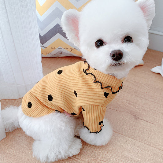 Cozy Polka Dot Turtleneck Shirt for Dogs - PetLuxe Essentials 