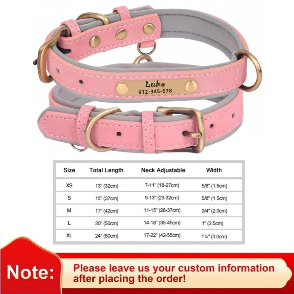 Custom Leather Dog Collar with Engraved ID Tag - PetLuxe Essentials 