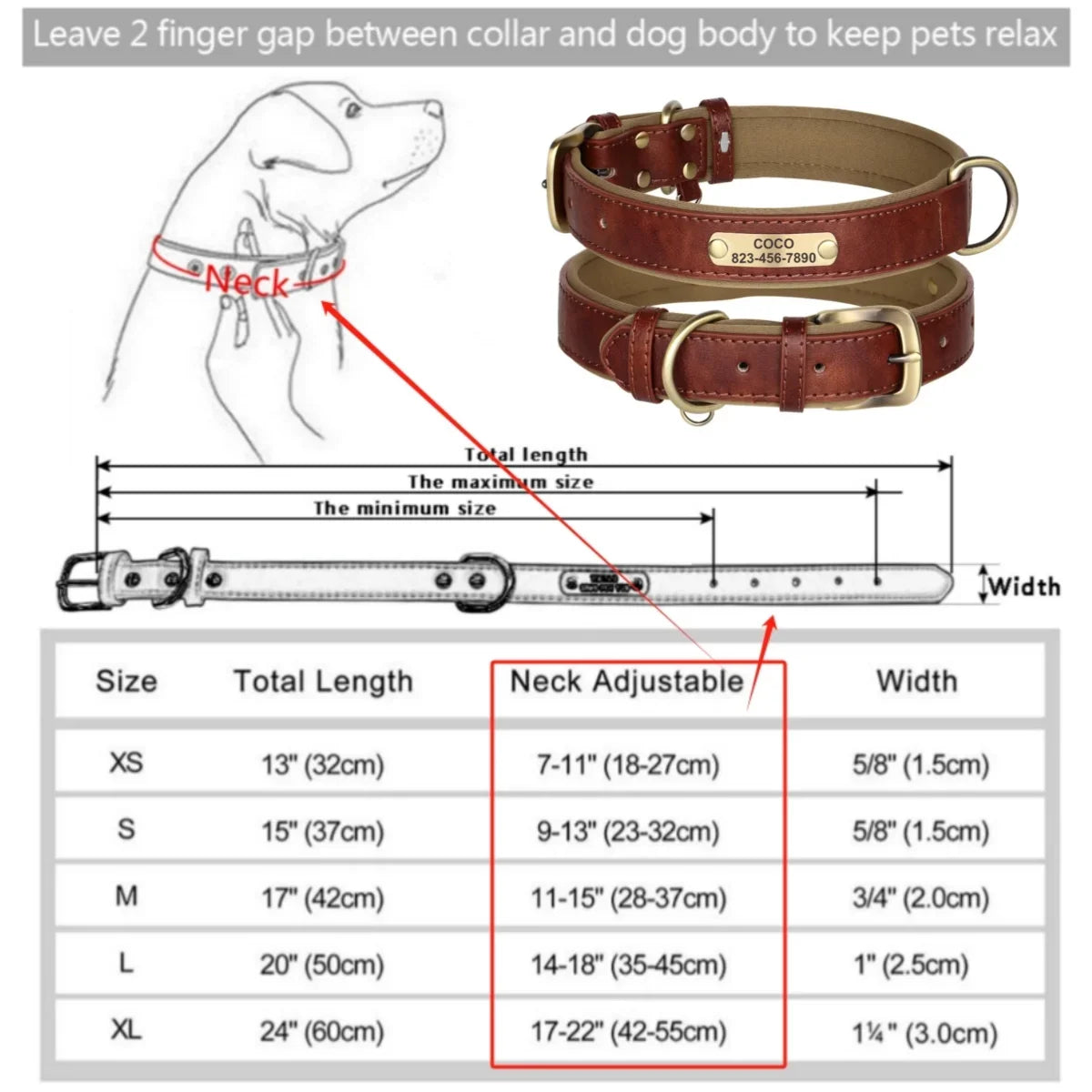 Custom Leather Dog Collar with Engraved ID Tag - PetLuxe Essentials 