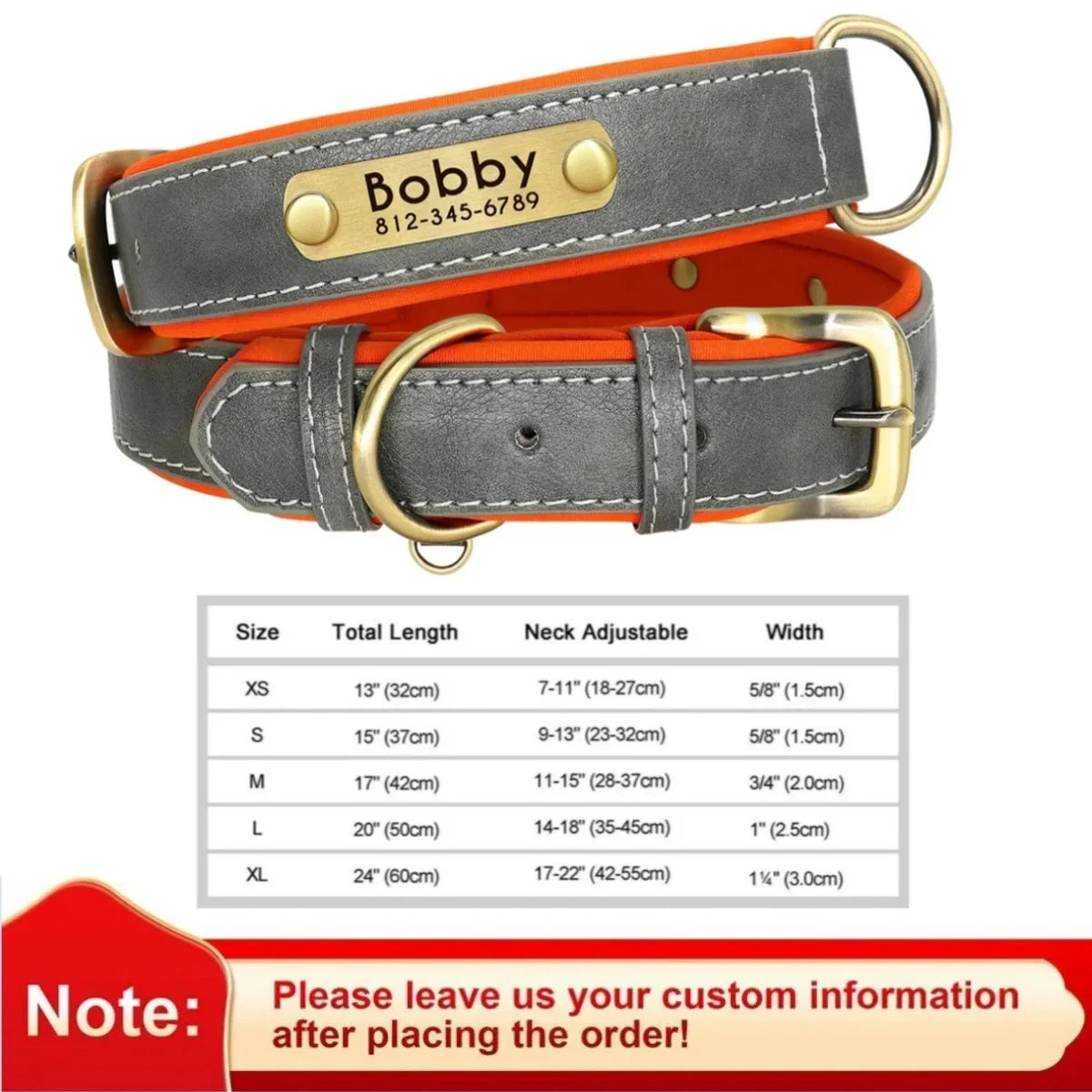 Custom Leather Dog Collar with Engraved ID Tag - PetLuxe Essentials 