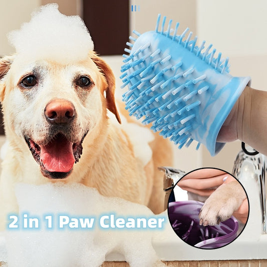 2-in-1 Dog Paw Cleaner & Grooming Brush - PetLuxe Essentials 