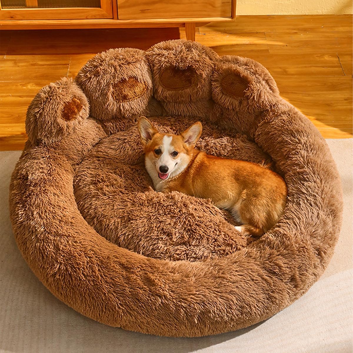 Cozy Bear Paw Bed for Small & Medium Dogs - PetLuxe Essentials 