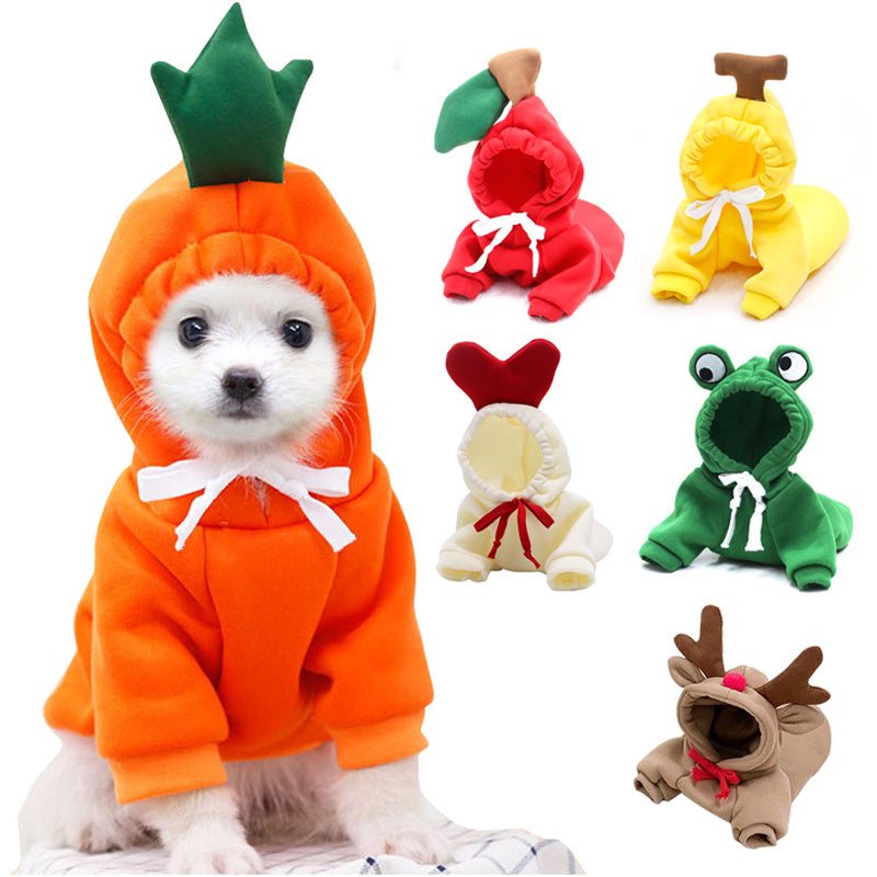 Cute Fruit Dog Hoodie – Soft Fleece Outfit for Small Pets
