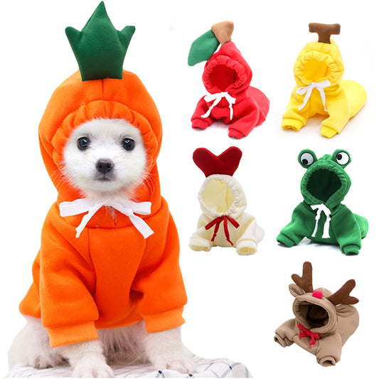 Cute Fruit Dog Hoodie – Soft Fleece Outfit for Small Pets