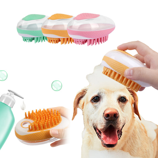 2-in-1 Pet Bath Brush with Soft Silicone Bristles - PetLuxe Essentials 